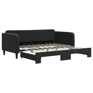 vidaXL Tagesbett Ausziehbar Schwarz 90x190 cm Samt