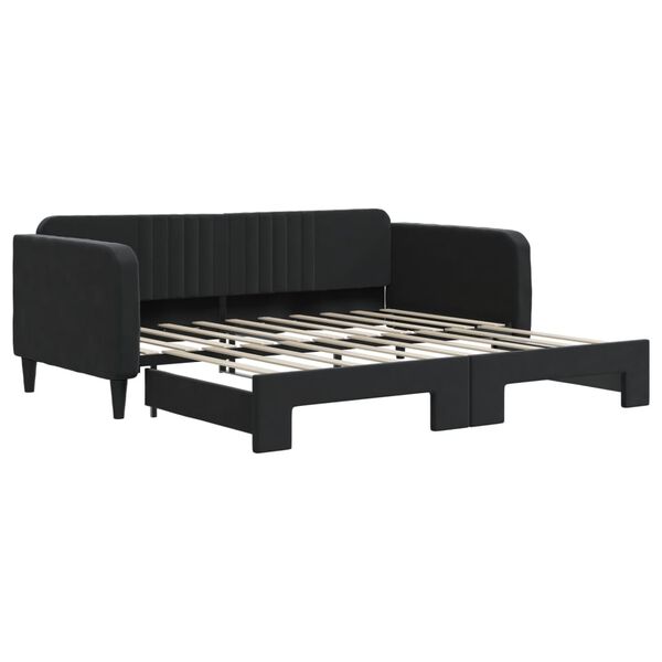 vidaXL Tagesbett Ausziehbar Schwarz 90x190 cm Samt