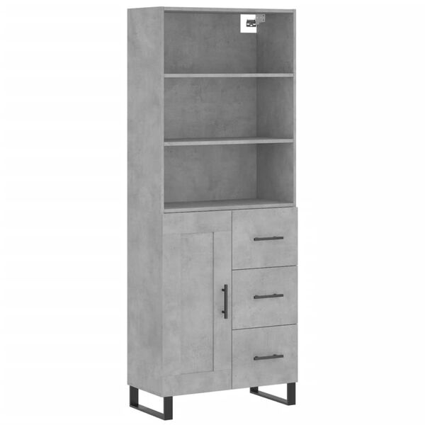 vidaXL Highboard Betongrau 69,5x34x180 cm Holzwerkstoff