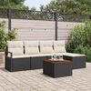 vidaXL Garten-Sofa-Set mit Kissen 6 pcs Schwarz Poly Rattan