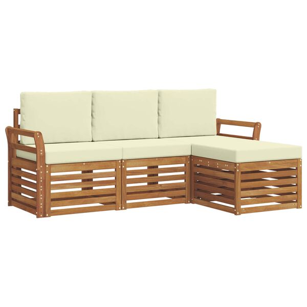 vidaXL Sofagarnituren 4 pcs Natur und Creme Massivholz Akazie