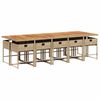 vidaXL 11-tlg. Garten-Essgruppe mit Kissen Beige Poly Rattan