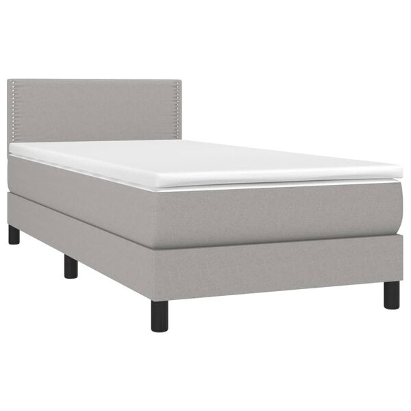 vidaXL Boxspringbett mit Matratze Hellgrau 90x200 cm Stoff