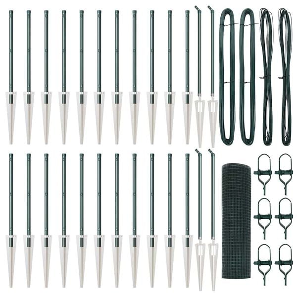 vidaXL Zaunpfosten Gr&uuml;n 50 x 0,8 m (12 x 12 mm Maschen) Stahl und PVC