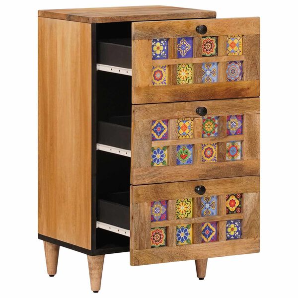 vidaXL Sideboard mit Schubladen Natur 40 x 33 x 75 cm Massivholz Mango