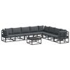 vidaXL Gartensofa-set mit Kissen 9 pcs Schwarz Aluminium