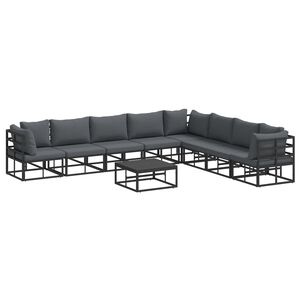 vidaXL Gartensofa-set mit Kissen 9 pcs Schwarz Aluminium