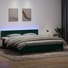 vidaXL Boxspringbett mit Matratze & LED Dunkelgr&uuml;n 180x210 cm Samt