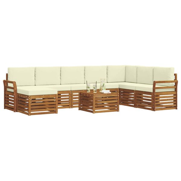 vidaXL Sofagarnituren 9 pcs Natur und Creme Massivholz Akazie