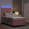 vidaXL LED Boxspringbett mit Matratze Rosa 100 x 200 cm Stoff