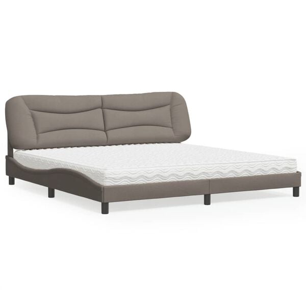 vidaXL Bett mit Matratze "Hvar" Taupe 200x200 cm Stoff