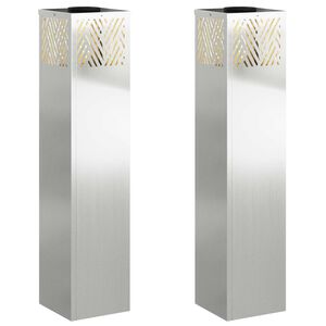 vidaXL Solar LED Weg Licht 2 stk. Warmes Wei&szlig; 18 x 18 x 80 cm