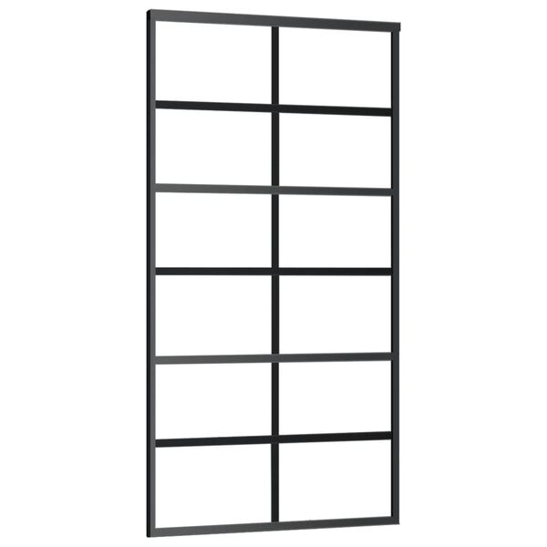 vidaXL Schiebetür ESG-Glas und Aluminium 102x205 cm Schwarz