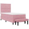 vidaXL Boxspringbett mit Matratze mit Kopfteil Rosa 90 x 200 cm Samt