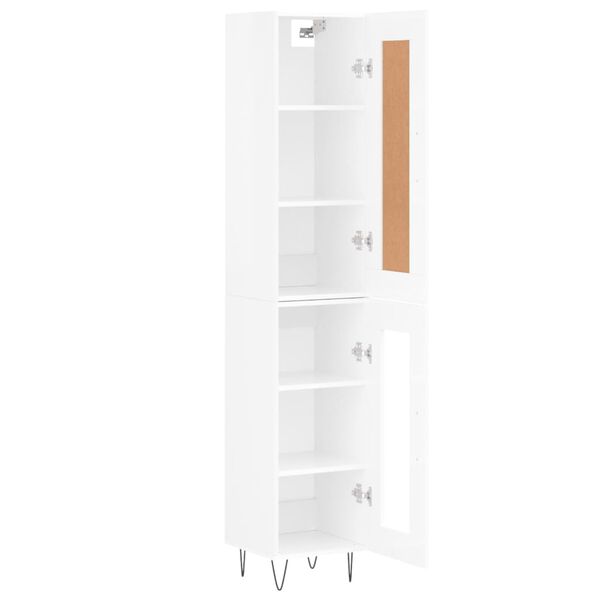 vidaXL Highboard Hochglanz-Wei&szlig; 34,5x34x180 cm Holzwerkstoff
