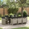 vidaXL Garten Essgruppe mit Kissen 9 pcs Hellgrau Poly-Rattan