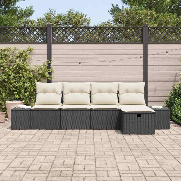 vidaXL Gartensofa-set mit Kissen 5 pcs Poly-Rattan