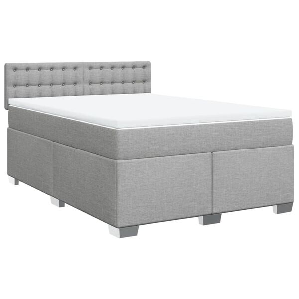 vidaXL Boxspringbett mit Matratze Hellgrau 160x200 cm Stoff