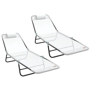 vidaXL Klappbare Sonnenliege 2 stk. Textilene Creme