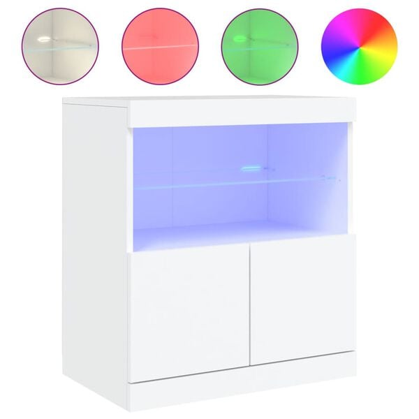 vidaXL Sideboard mit LED-Leuchten Wei&szlig; 60x37x67 cm
