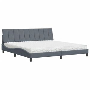 vidaXL Bett mit Matratze "Hanko" Dunkelgrau 200x200 cm Samt