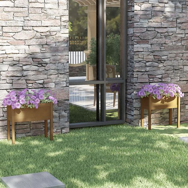 vidaXL Pflanzkübel 2 Stk. Honigbraun 70x31x70 cm Massivholz Kiefer