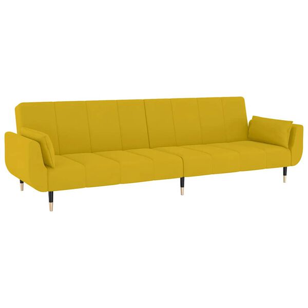 vidaXL Schlafsofa 2-Sitzer mit 2 Kissen Gelb Samt