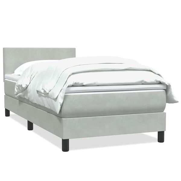 vidaXL Boxspringbett mit Matratze Hellgrau 80x220 cm Samt