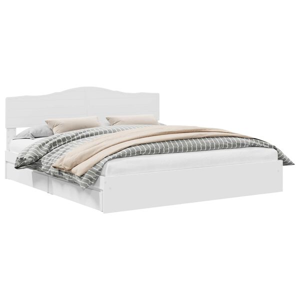 vidaXL Aufbewahrungsbett mit Kopfteil Wei&szlig; 200 x 200 cm Holzwerkstoff