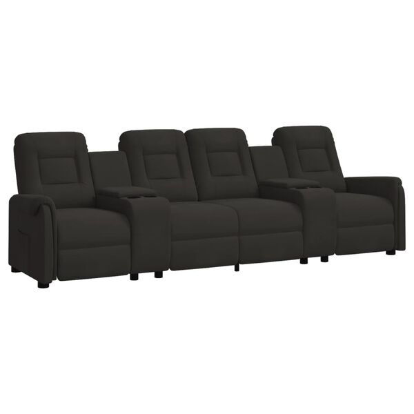 vidaXL Relaxsofa 4-Sitzer mit Getr&auml;nkehaltern Schwarz