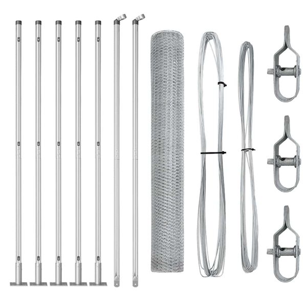 vidaXL Zaunpfosten Silber 10 x 1,2 m (13 mm Maschen) Stahl