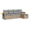 vidaXL 5-tlg. Garten-Sofagarnitur mit Kissen Beige Poly Rattan