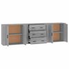 vidaXL Sideboards 3 Stk. Grau Sonoma Holzwerkstoff