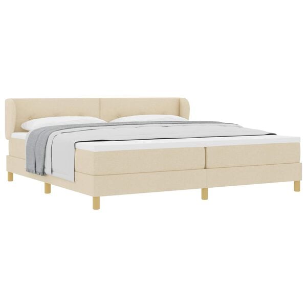 vidaXL Boxspringbett mit Matratze Creme 200 x 200 cm Stoff