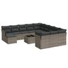 vidaXL 13-tlg. Garten-Sofagarnitur mit Kissen Grau Poly Rattan