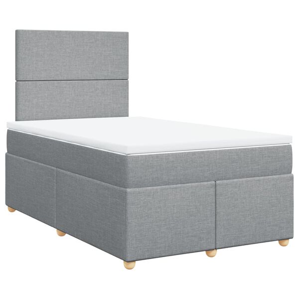 vidaXL Boxspringbett mit Matratze Hellgrau 120x190 cm Stoff