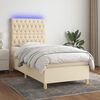 vidaXL Boxspringbett mit Matratze & LED Creme 80x200 cm Stoff