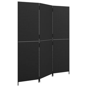 vidaXL Paravent 3-tlg. Schwarz Poly Rattan
