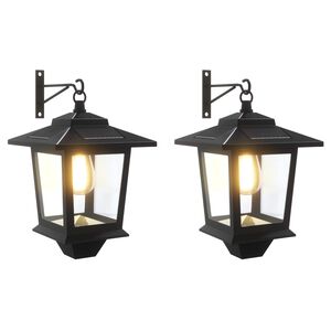 vidaXL Wandmontage Lampe with LED Bulb 2 Stk. Schwarz 19 x 14 x 25 cm