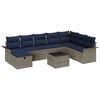 vidaXL Gartensofa-set mit Kissen 9 pcs Grau und Marineblau Poly-Rattan