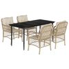 vidaXL 5-tlg. Garten-Essgruppe mit Kissen Beige Poly Rattan