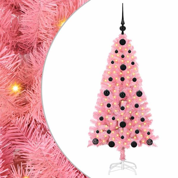 vidaXL Weihnachtsbaum mit 150 LEDs mit St&auml;nder Rosa 120 cm PVC