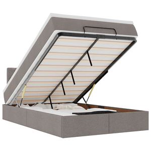 vidaXL Ottomane Bett mit Matratze & LEDs Taupe 120x190 cm Stoff