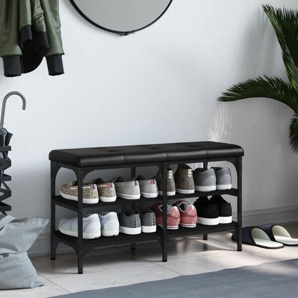 vidaXL Schuhbank Schwarz 82x32x47 cm Holzwerkstoff