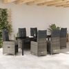 vidaXL Garten Essgruppe mit Kissen 7 pcs Grau Poly-Rattan