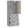 vidaXL Highboard Betongrau 69,5x34x180 cm Holzwerkstoff