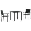 vidaXL Garten Essgruppe 3 pcs Schwarz PE-Rattan