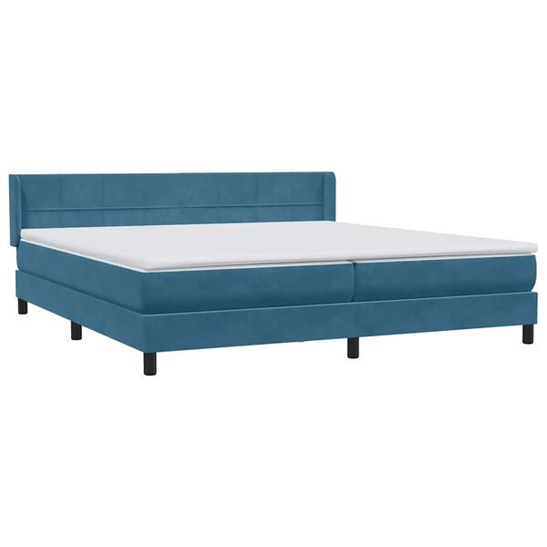 vidaXL Boxspringbett mit Matratze Dunkelblau 180x210 cm Samt