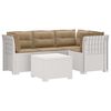 vidaXL 4-Sitzer Garten Sofa mit Kissen Rattan Look PP Wei&szlig;