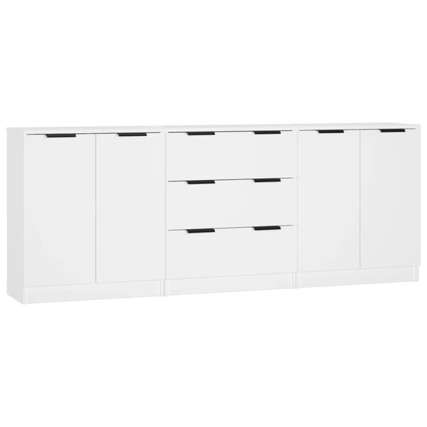 vidaXL 3-tlg. Sideboard Weiß Holzwerkstoff